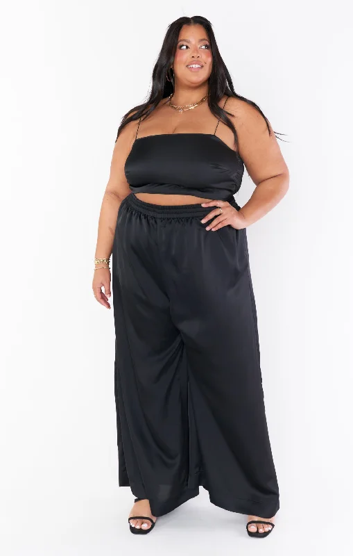 Tucker Top ~ Black Luxe Satin