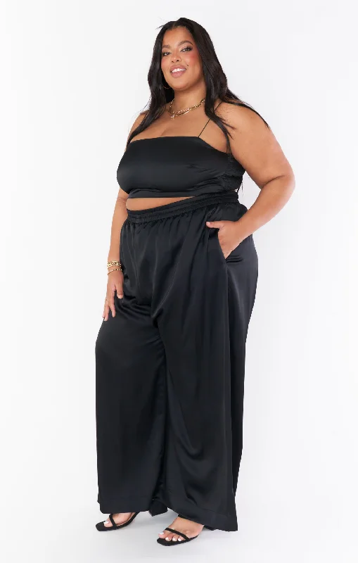 Tucker Top ~ Black Luxe Satin