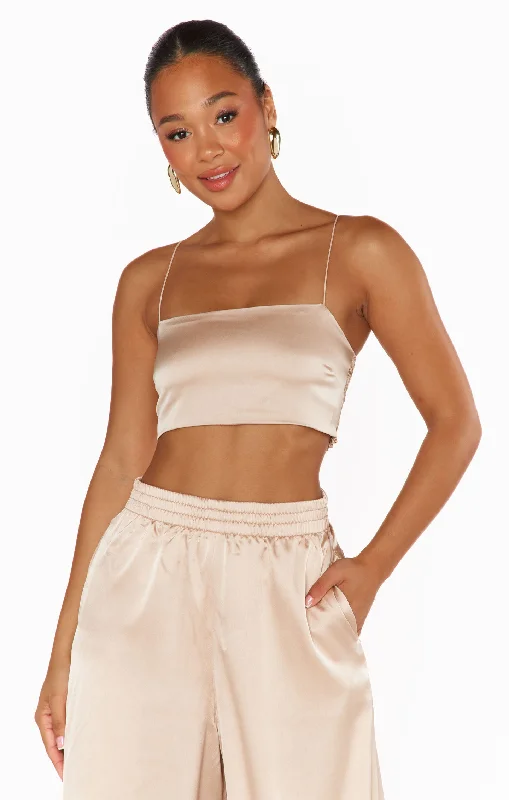 Tucker Top ~ Champagne Luxe Satin