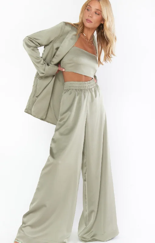 Tucker Top ~ Moss Green Luxe Satin