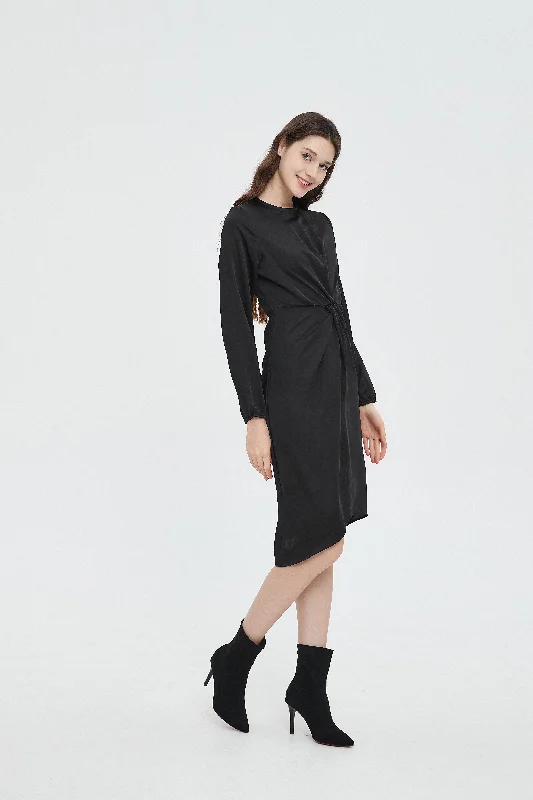 TWIST FRONT DRESS byMM - BLACK