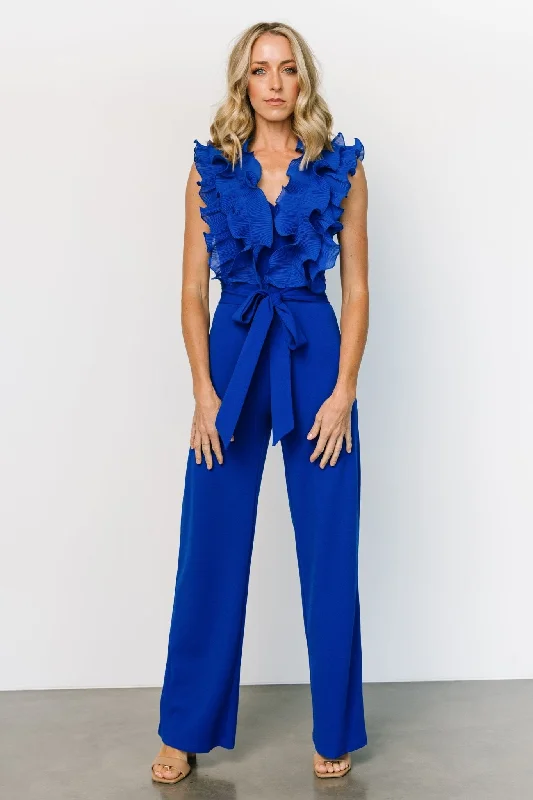 Tyra Ruffle Tank Jumpsuit | Cobalt