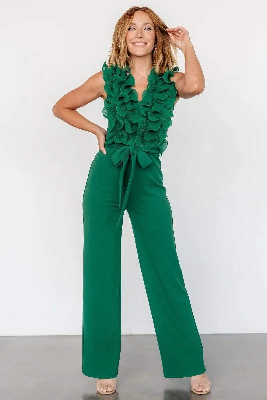 Tyra Ruffle Tank Jumpsuit | Green