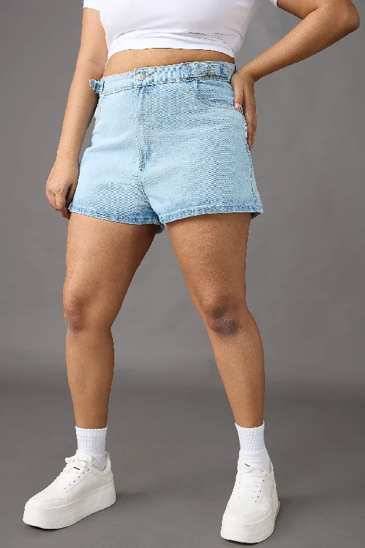 Curve Dreamy Light Blue Denim Shorts