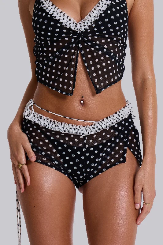 Polka Ruffle Wrap Mini Shorts